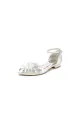 White Pointed Toe Ankle Strap Low Heels with Rhinestone(Ivory,US5)