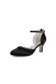 Navy Blue Satin High Heels with Bow Accent(Black,US6)