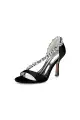 White Satin High Heels with Crystal and Chain Embellishments(Black,US6)