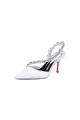 White Satin High Heels with Crystal Embellishments