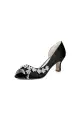 Royal Blue Satin High Heels with Intricate Silver Ornaments 36862-2A(Black,US6)