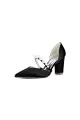 Fuchsia Satin High Heels with Pearl Accent(Black,US5)