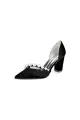 White Satin High Heels with Pearl Embellishments(Black,US5)