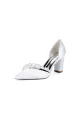 White Satin High Heels with Pearl Embellishments