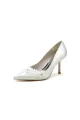 White Wedding Shoes Stiletto Heel Satin With Lace(Ivory,US5)