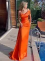 Winston | Orange Mermaid Pleated Satin Empire-Waist Long Prom Dress