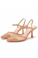 Women's Leatherette With Ankle Strap Closed Toe Stiletto Heel Wedding Shoes(Apricot,US5)