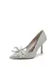 Women's Wedding Shoes Pointed Toe Stiletto Heels With Bow(Silver,US5)
