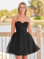 Yasmin | A-line Red Sweetheart Appliques Lace Homecoming Dress With Corset Back(Black,2)