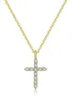 Zircon Cross Necklace(Gold,One Size)